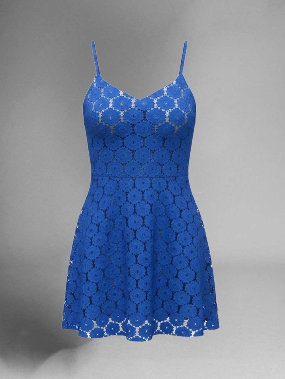 Marineblu Royal Blue Lace Fit-and-Flare Dress
